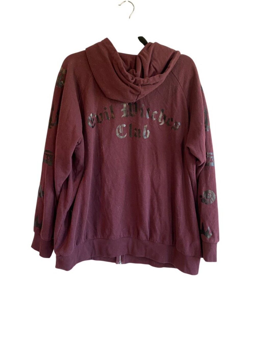 Torrid Disney Villains Evil Witches Club Maroon Zip-Up Hoodie 3 Cotton Blend - Picture 2 of 7